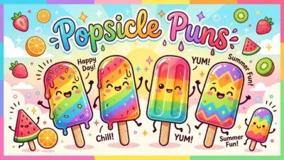 Colorful popsicle puns illustration for summer captions